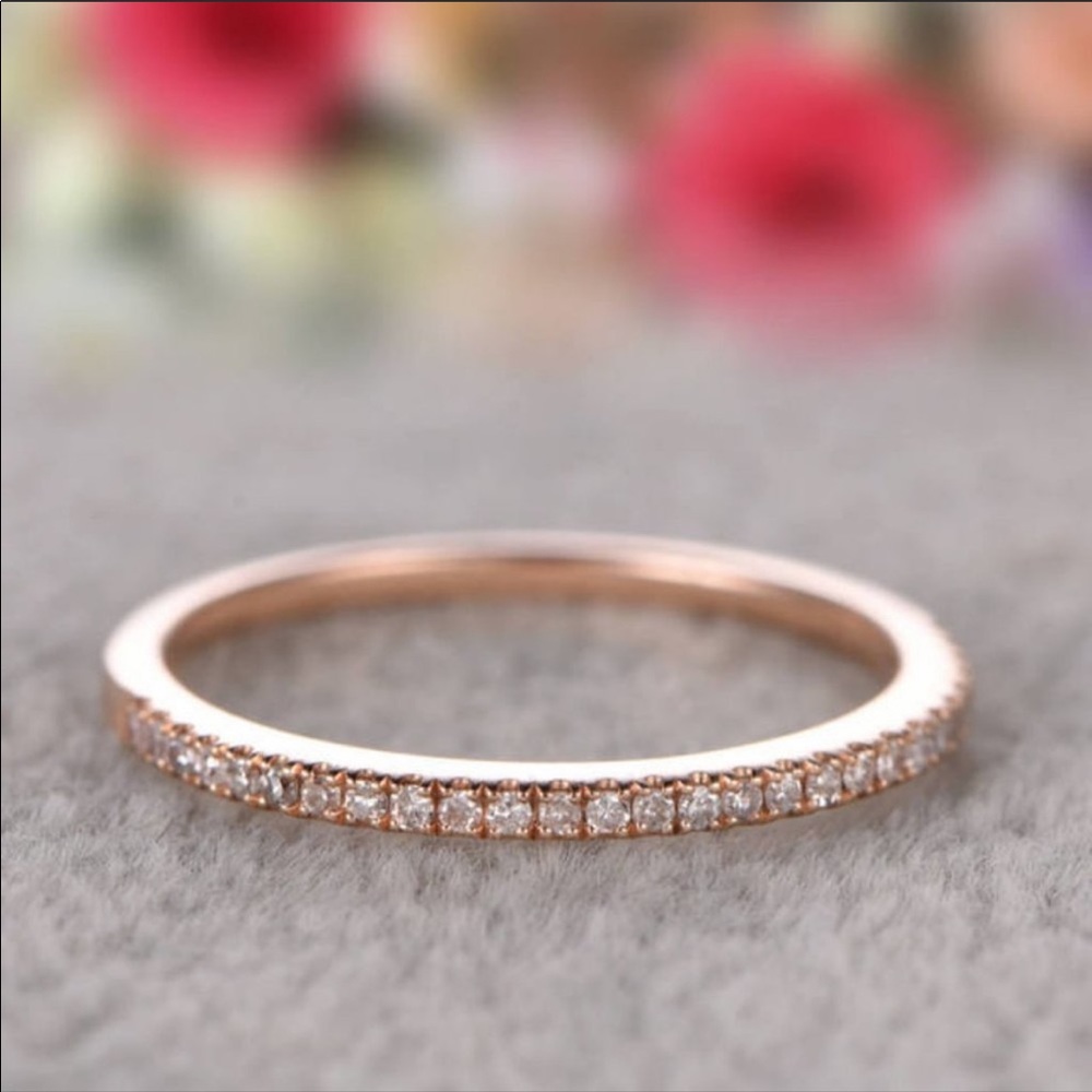 NEW💍18K ROSE GOLD DIAMOND ETERNITY STACKABLE RING - Picture 3 of 3